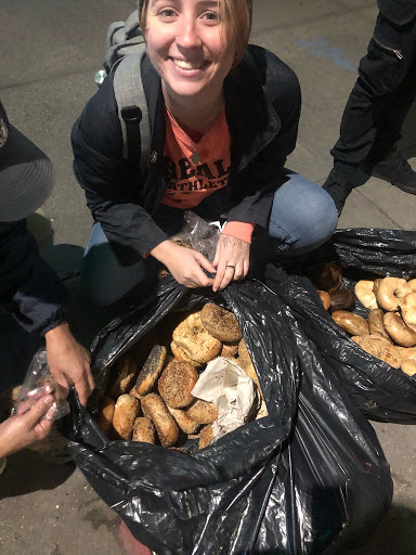  The massive amount of bagels we found — made just that day and thrown away that day — that Brooklyn Bagels on the corner of Mercer and 8th street.   