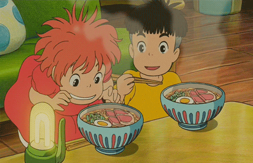 Ponyo and Sosuke Eating Ramen. Gif via Tumblr