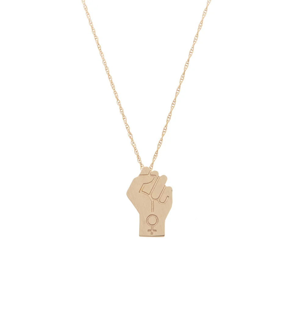 OTEM New York Jewelry Power Pendant in Recycled 14K Yellow Gold with Conflict-Free Diamond, Direct to Consumer, Made in NYC, Resistance Jewelry