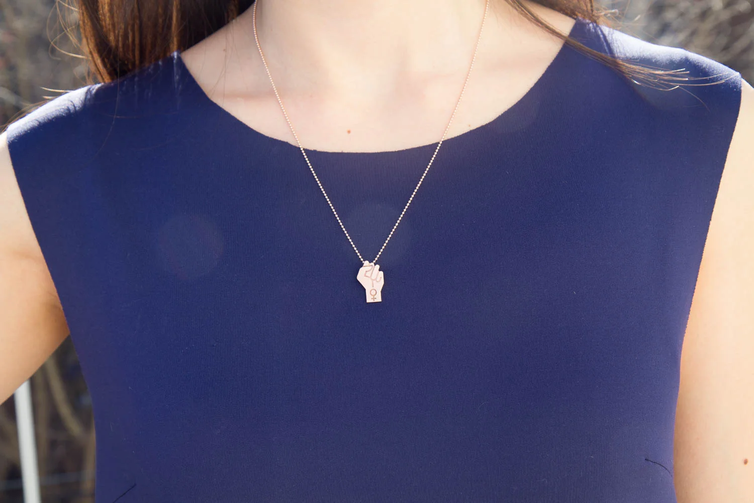 OTEM New York Jewelry Power Pendant in Recycled 14K Yellow Gold with Conflict-Free Diamond, Direct to Consumer, Made in NYC, Resistance Jewelry