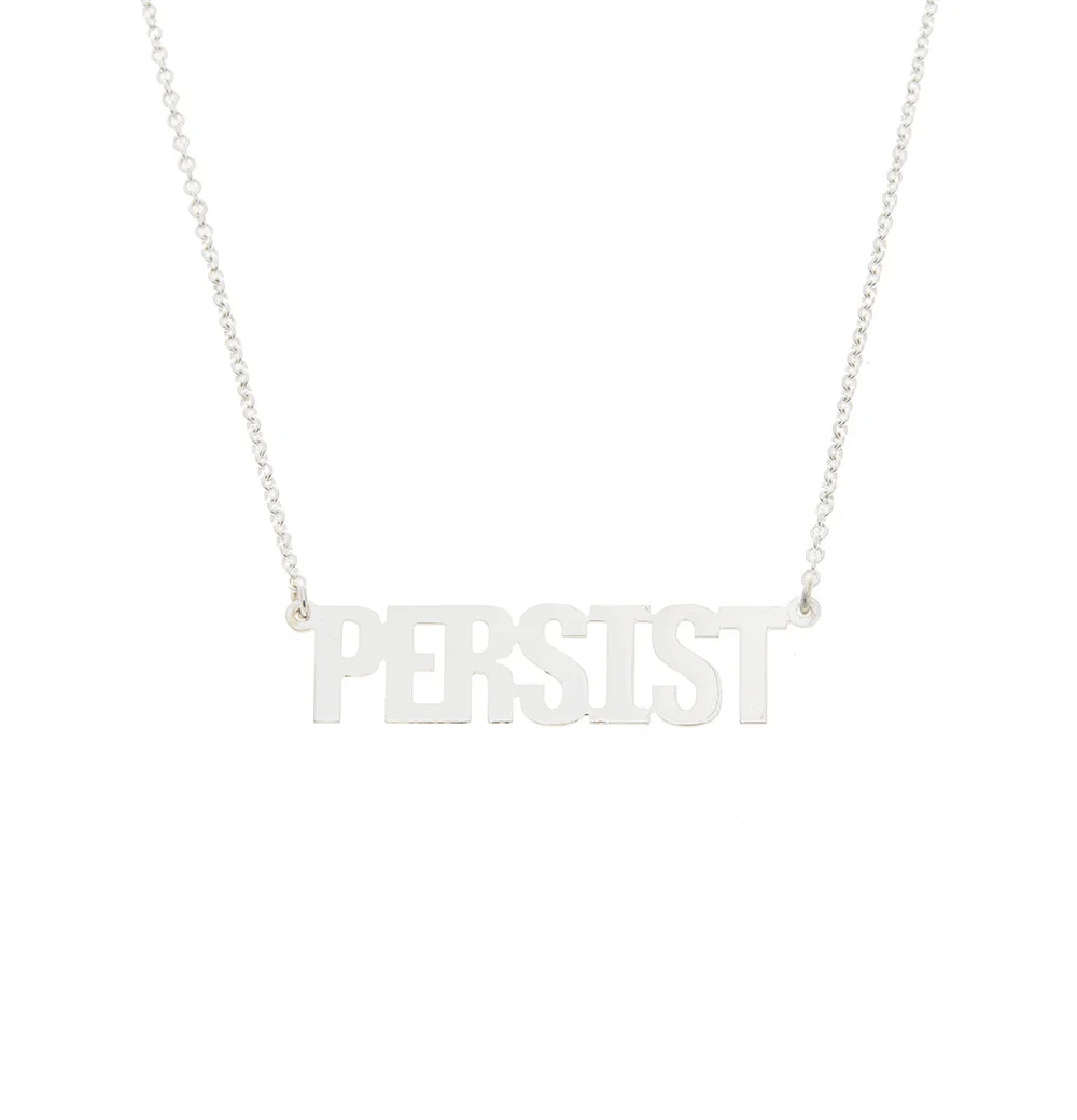 Copy of OTEM New York Jewelry PERSIST Nameplate Necklace in Recycled Sterling Silver, Direct to Consumer, Made in NYC