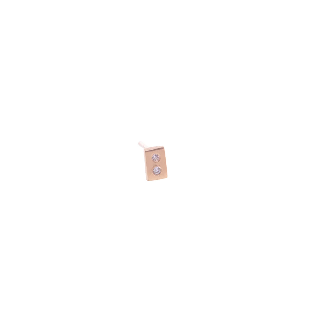 OTEM New York Rectangle Earring with white diamonds in recycled 10K rose gold