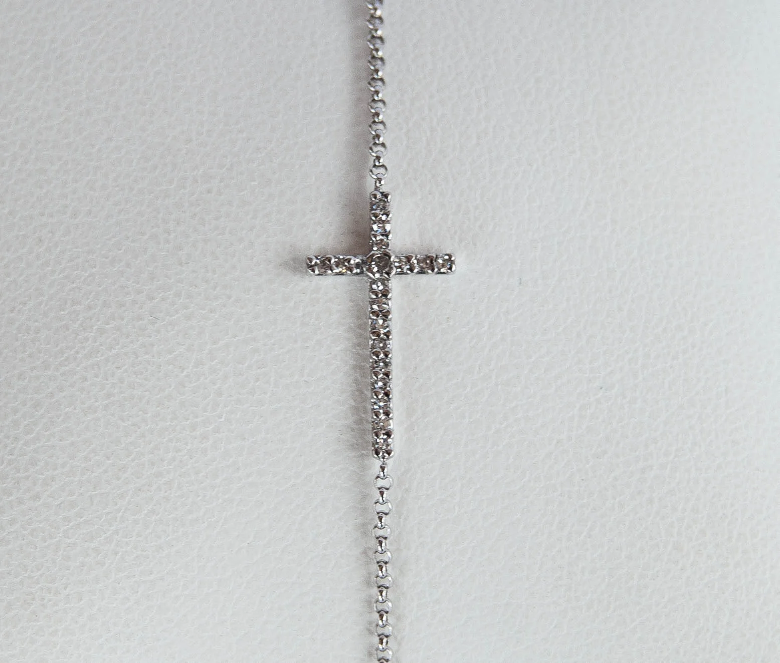 170-35 14 karat white gold Cross Bracelet Length 7 With 0.10Tw Round Diamonds $588.00