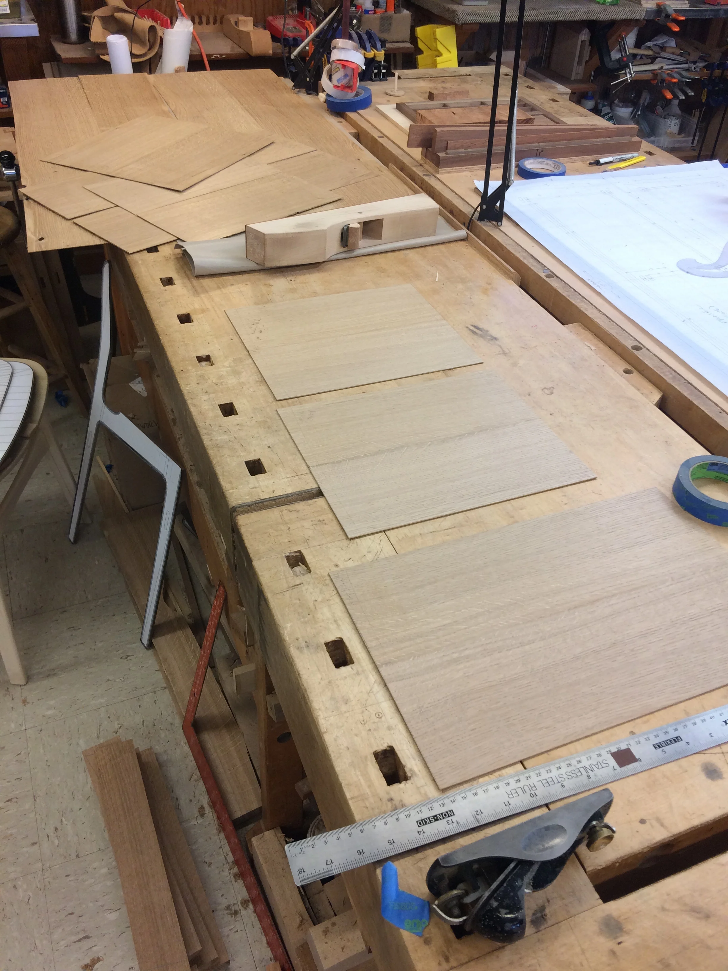 Cut down the sheets to just larger than the net shape of the shell pieces.