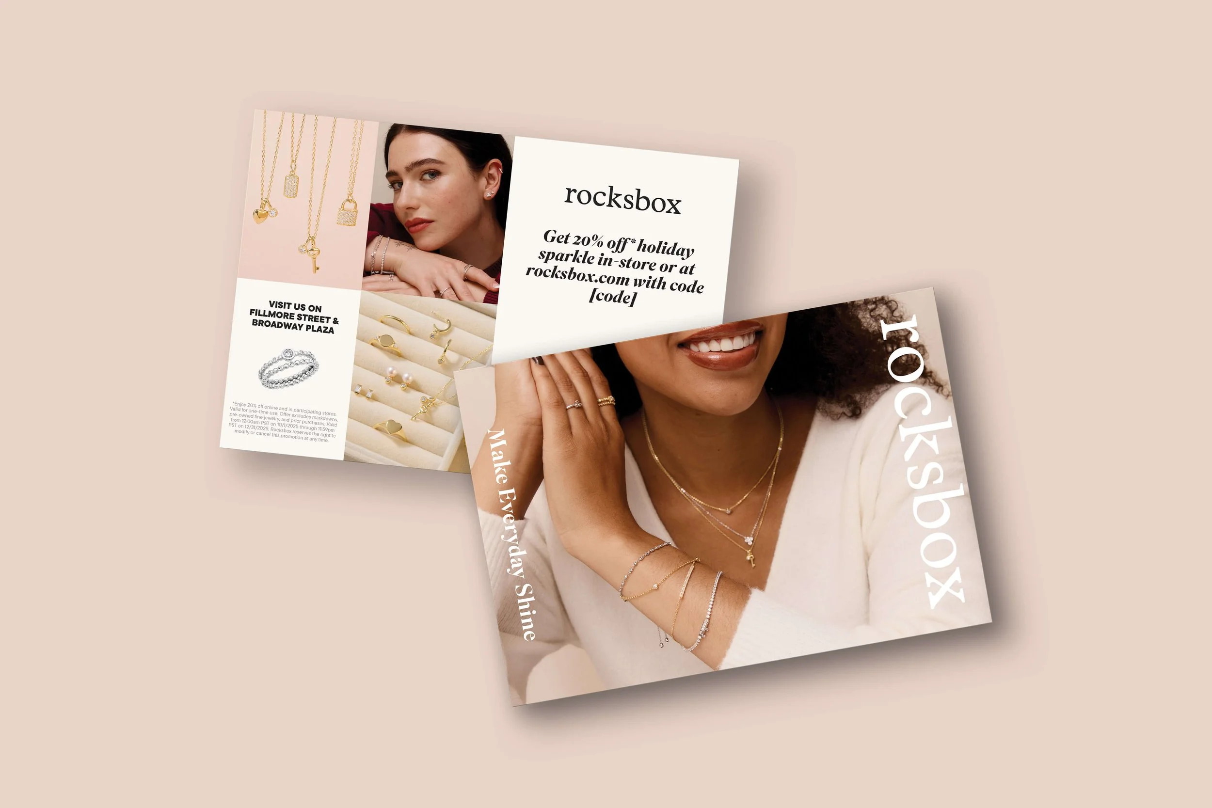  For Rocksbox, I support the brand across a wide range of creative needs, ensuring every touchpoint feels cohesive, elevated, and on-brand. My work spans everything from designing newsletters and social assets to creating in-store signage, custom ill