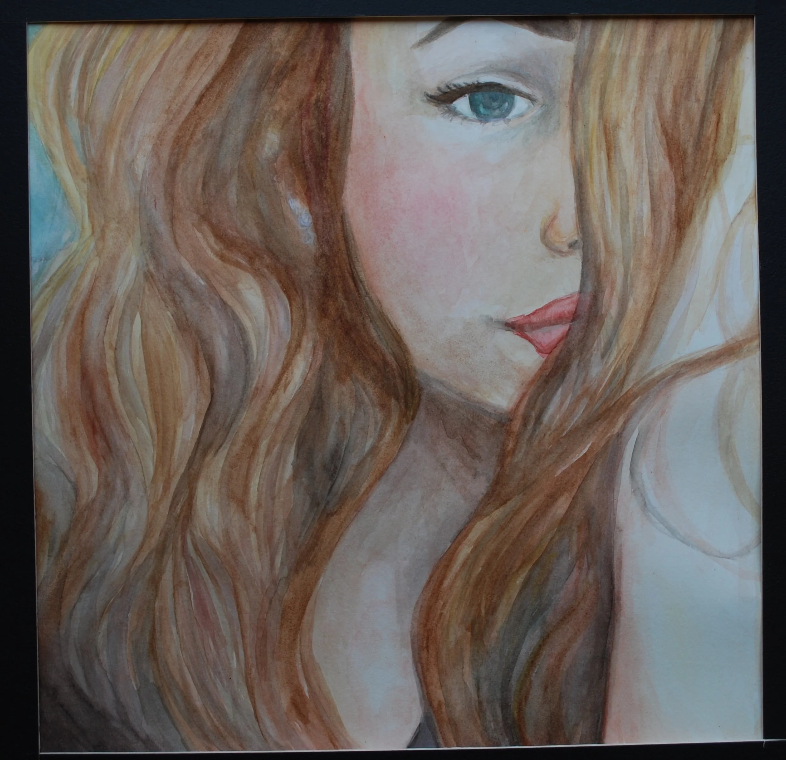  14" by 14" goache self portrait.&nbsp;Early 2013. 