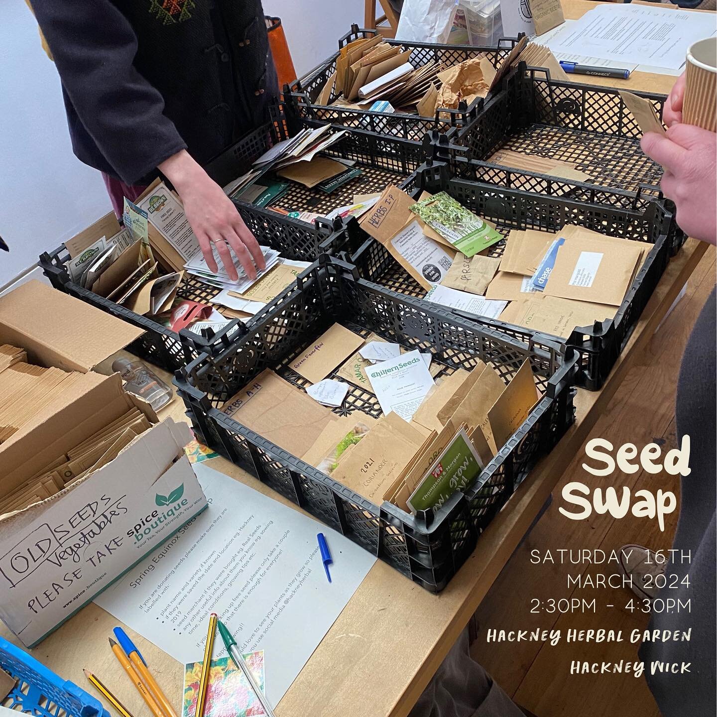 Spring Equinox Seed Swap //

Join us for our next open afternoon at the Herb Garden where we will be welcoming in the spring equinox with a Seed Swap. You don&rsquo;t have to donate seeds if you don&rsquo;t have any, you can also come and collect som