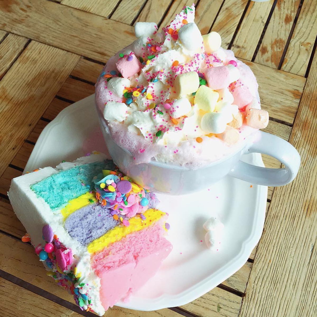 Unicorn Hot Chocolate And Cake