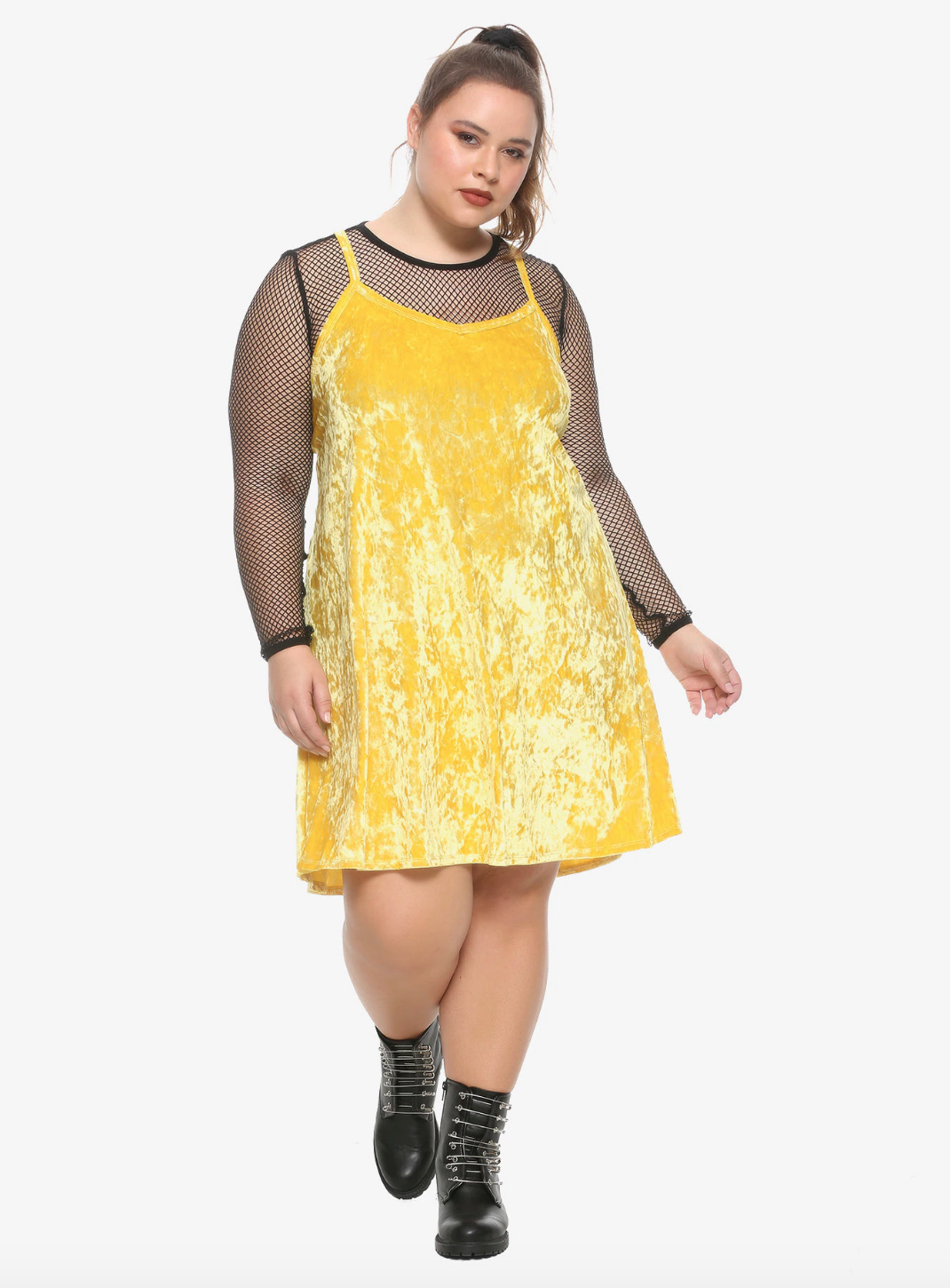 Black Canary Fishnet Velvet Dress