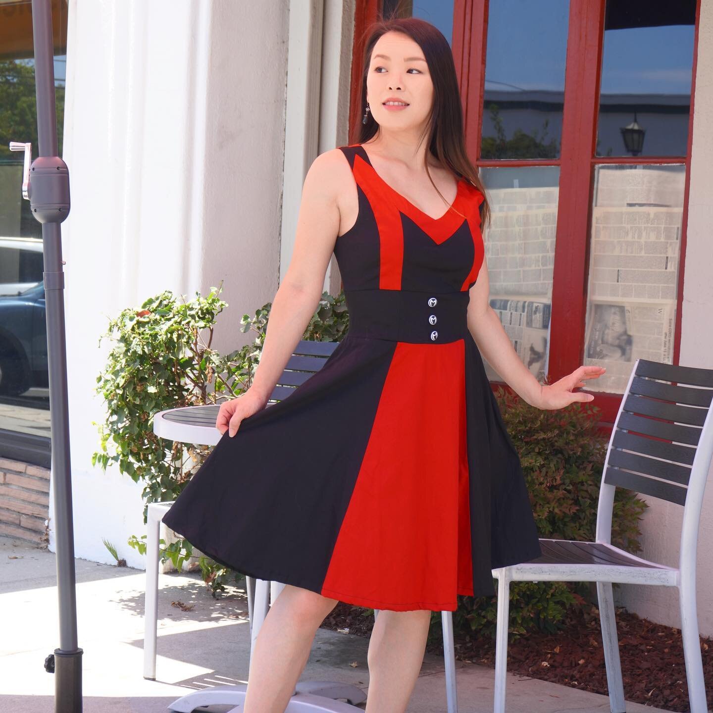 Gearing up for ComicCon@Home with the latest collection from @heruniverse. This WandaVision Scarlett Witch dress is exclusively available at Her Universe (shop via link in bio). 
I love that Wanda&rsquo;s headpiece design is featured across the neckl