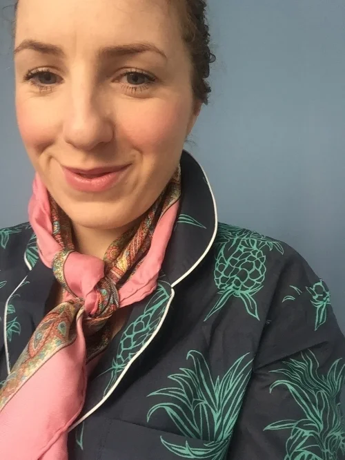 Ciara in her D&D's and Vintage Liberty Scarf. 