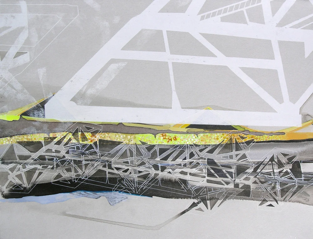 Hughen/Starkweather, Requiem 12 (from the Bay Bridge Project), Gouache, pencil, and ink on paper, 9.25"h x 12"w, 2013