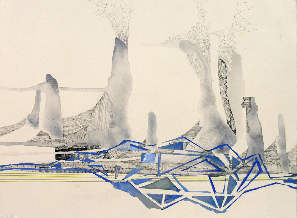 Hughen/Starkweather, Requiem 7 (from the Bay Bridge Project), Gouache, pencil, and ink on paper, 8.25"h x 10.75"w, 2013