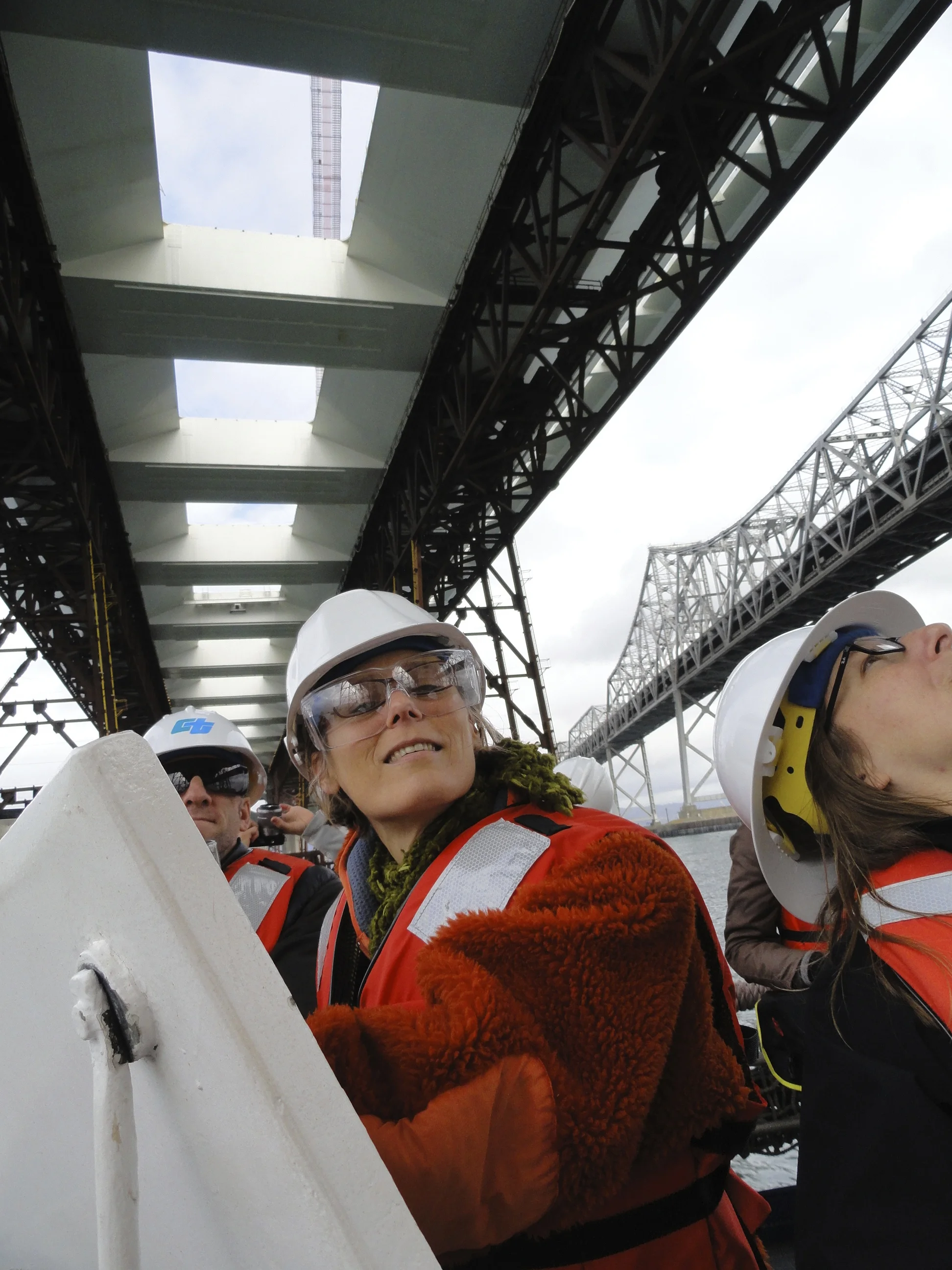 Engineering site visit via boat to San Francisco Oakland Bay Bridge while under construction.