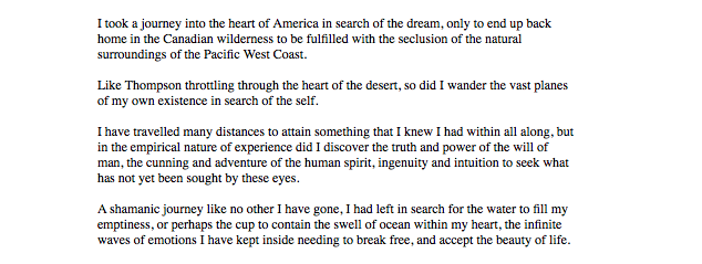 An excerpt to my upcoming West Coast Travel Log