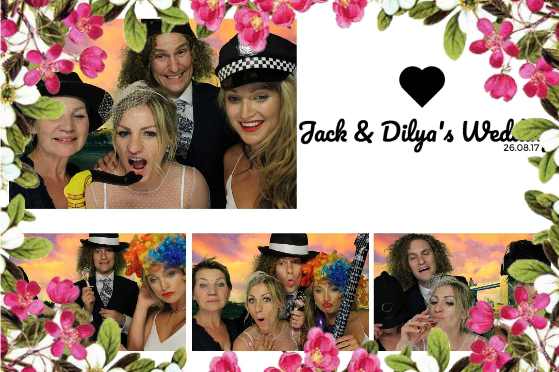 Wedding guests in photo booth 