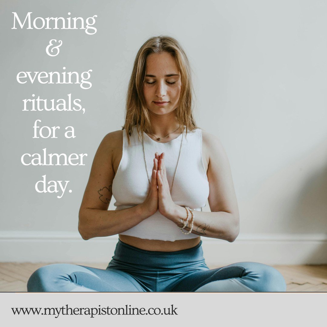 Morning and evening rituals can bring a calming effect on our busy and wandering minds. Taking ten minutes to engage in some soothing breath work, mindful meditation, a walk in nature, stretching, journal writing or gratitude lists, are all excellent