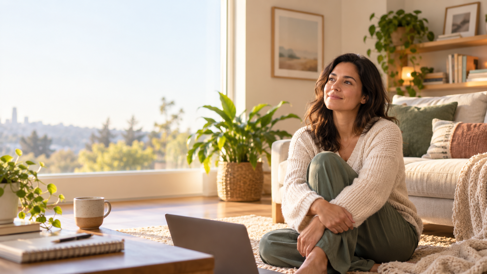Woman living with a long-term health condition at home