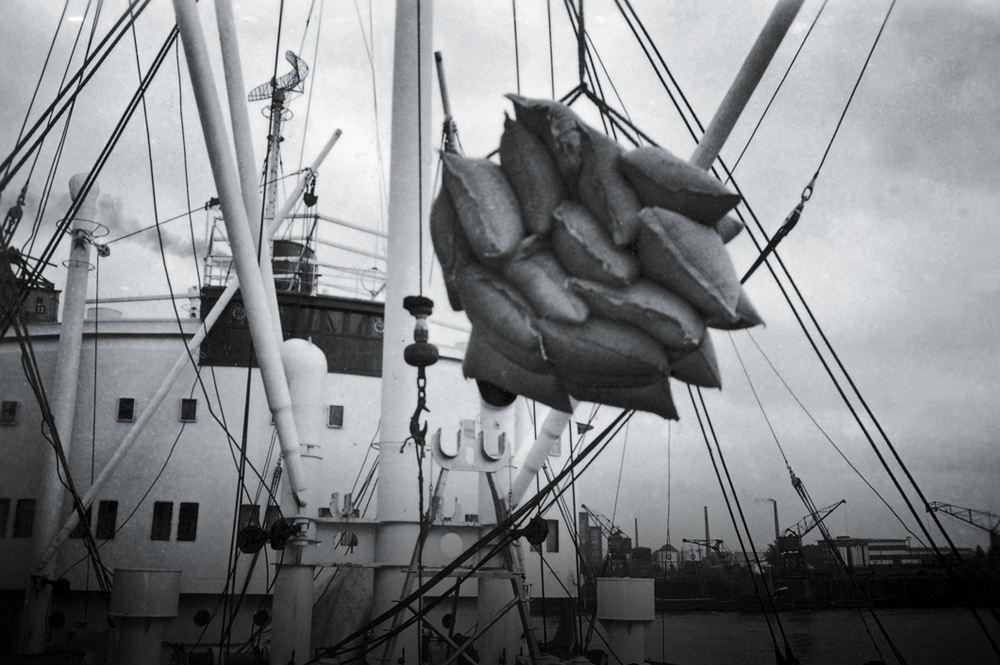 Cotton, grain, wood, animal feed and sugar were the first goods to be shipped by Kuehne + Nagel. Scene from the Port of Hamburg. Photo courtesy of Kuehne + Nagel International AG.