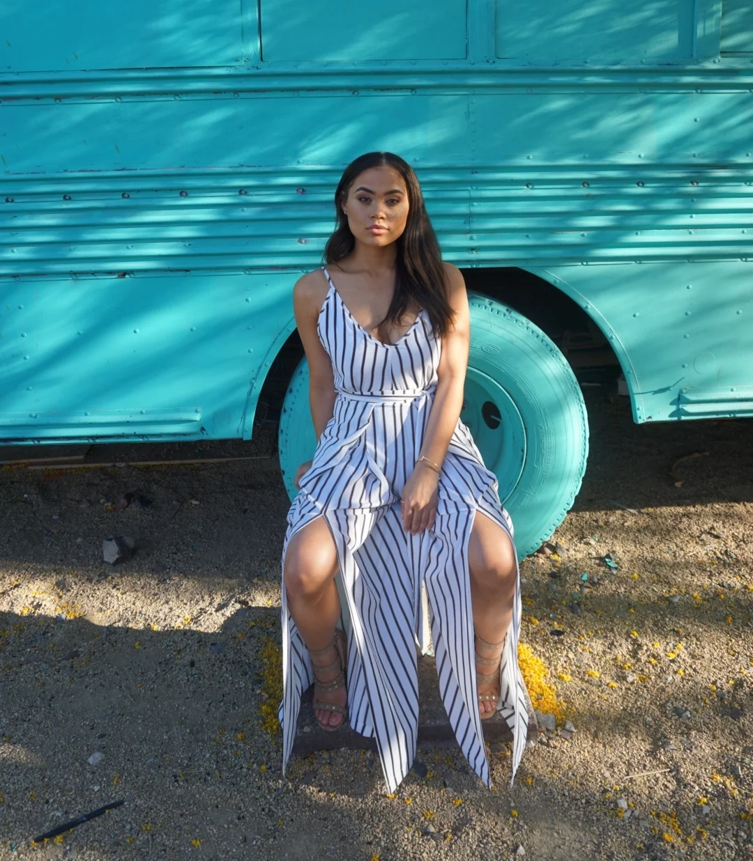 STYLE WIDE LEG STRIPE JUMPSUIT FOR SUMMER