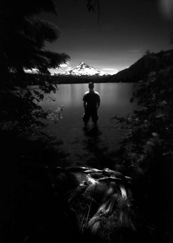 Self-portrait, Mt. Hood, 300 seconds. Zero Image 6x9 pinhole.