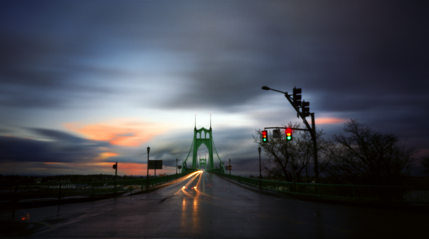 Traffic and the St. Johns Bridge, 90 seconds, Zero Image 6x9