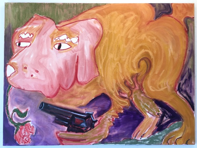 The Hunter , oil stick on linen, 30” x 40”, 2017