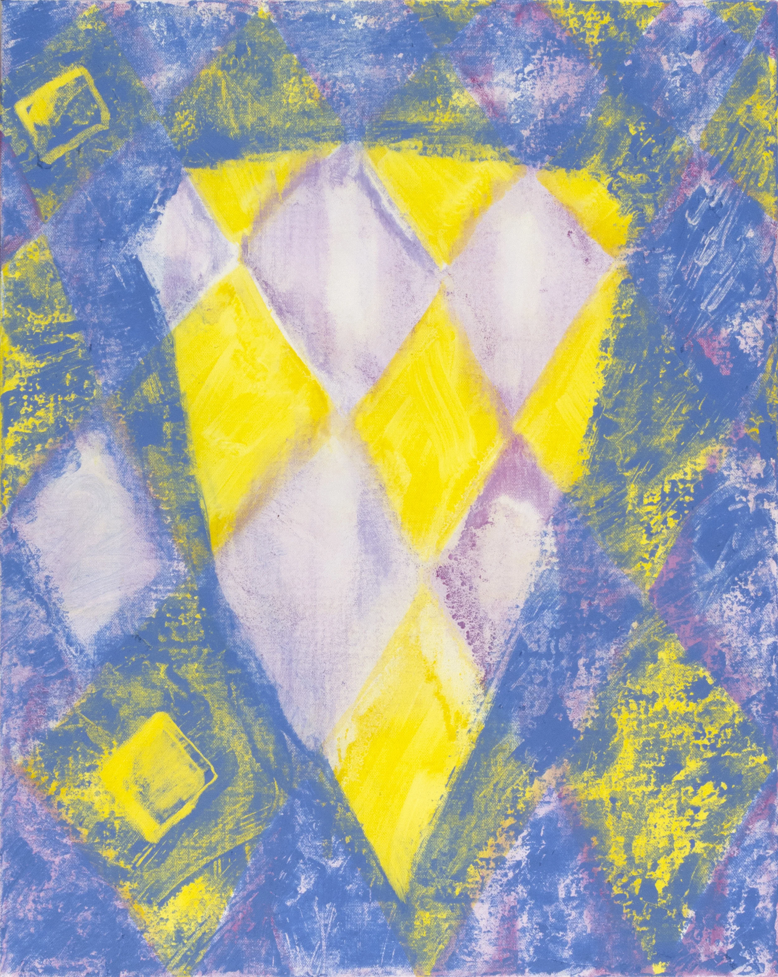 Anna Schachte, Harlequin Pizza , 2013, oil, enamel, canvas, 20" x 16"