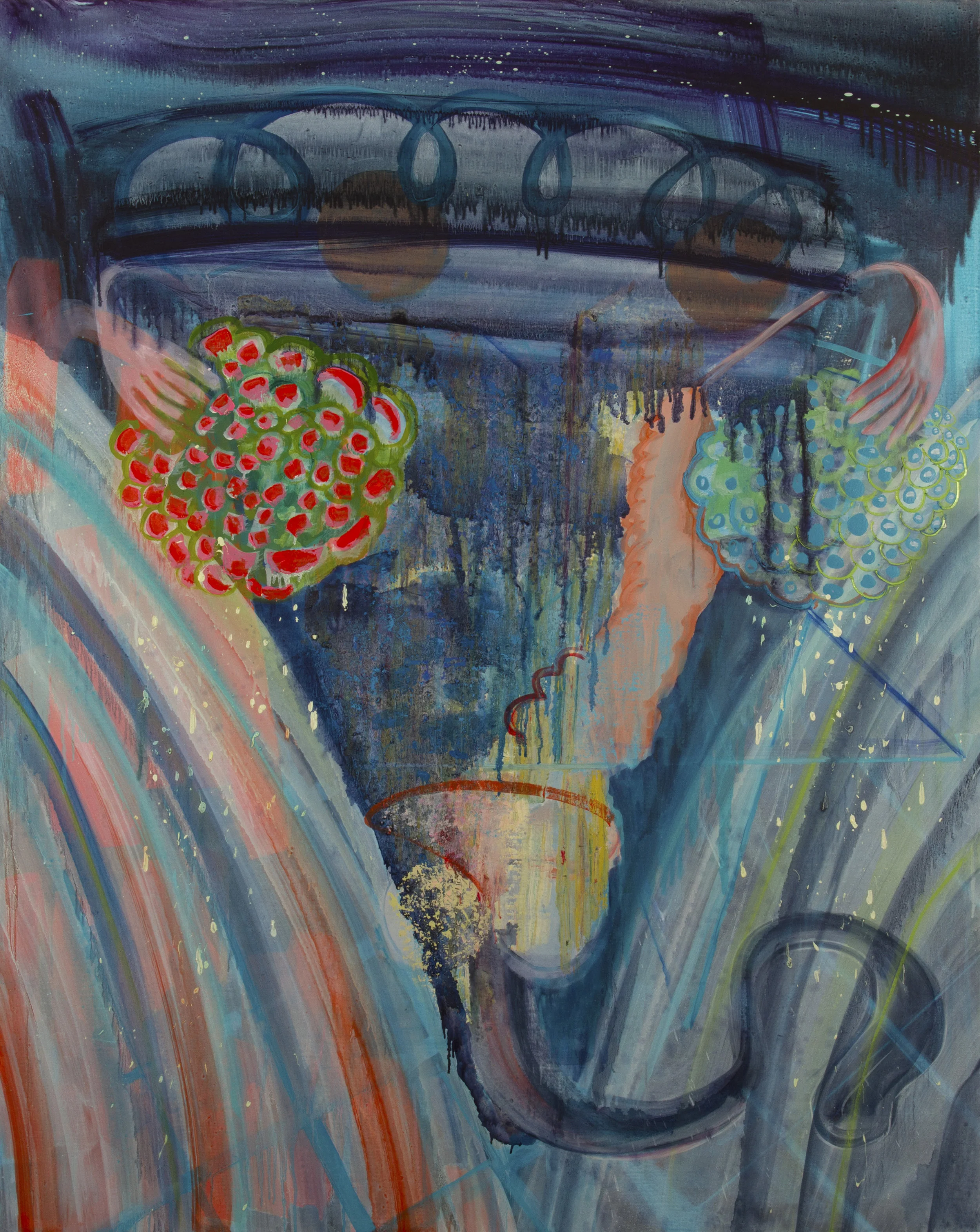 Anna Schachte, Cougar Pizza , 2013, oil, enamel, canvas, 60" x 48"