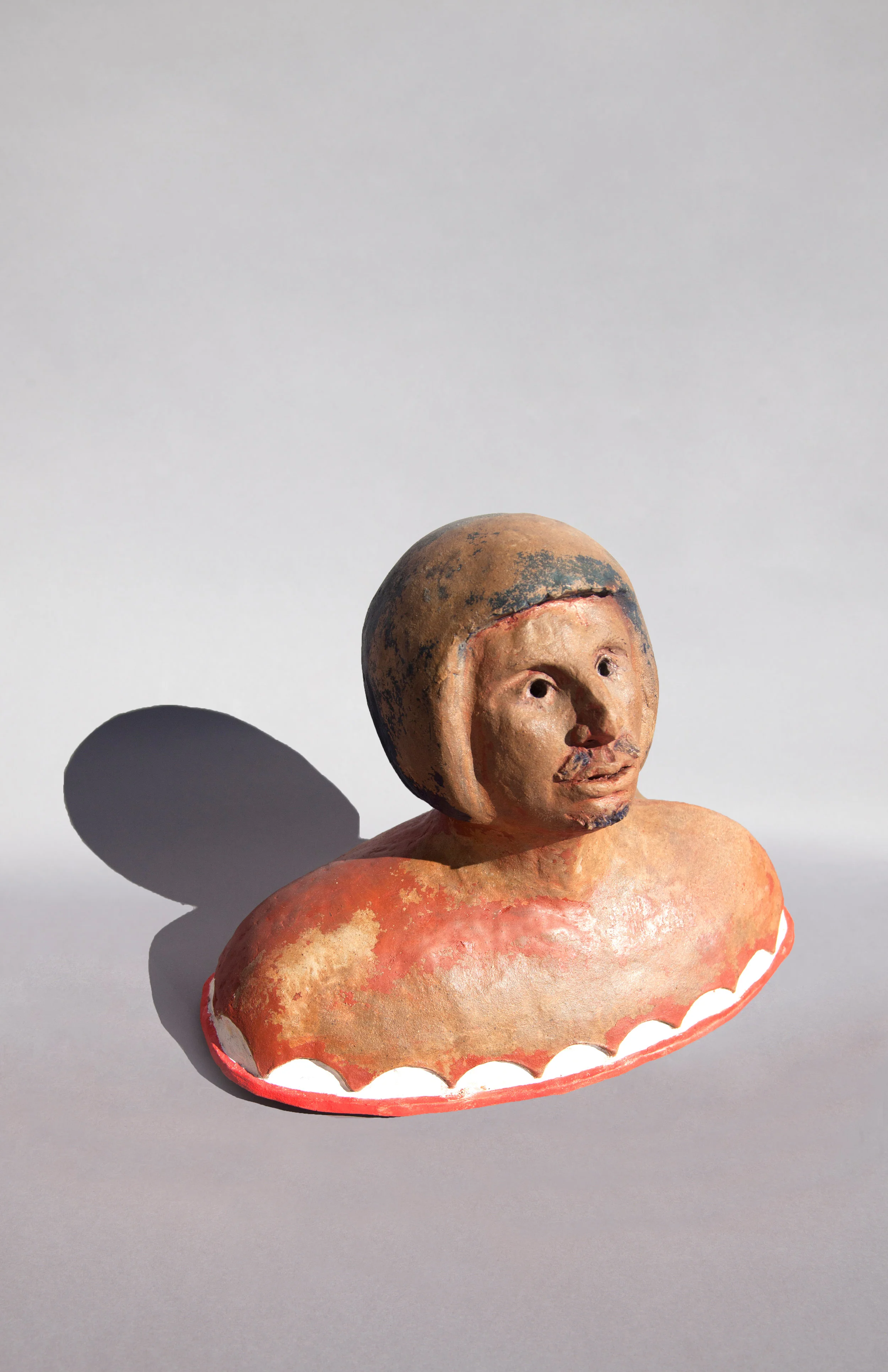 Man in Jungle, Painted Ceramic, 2017 14HX19WX8.2D