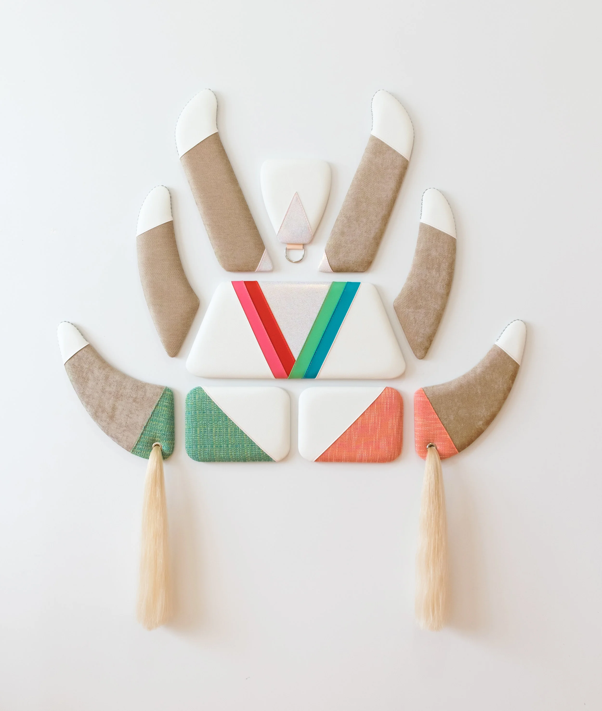 Trish Tillman, Vestige, 2018, Vinyl, fabric, wood, horsehair, hardware 70" x 62" x 2"