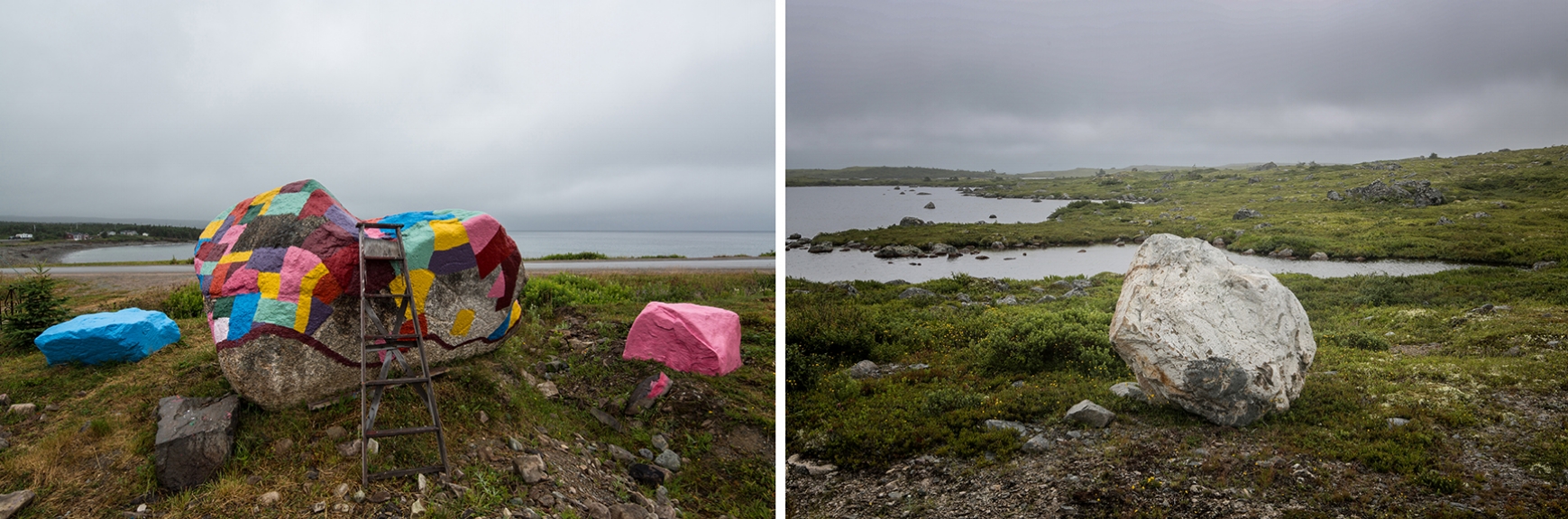 Painted rock, Bonavista Peninsula; Avalon Wilderness Reserve, Avalon Peninsula