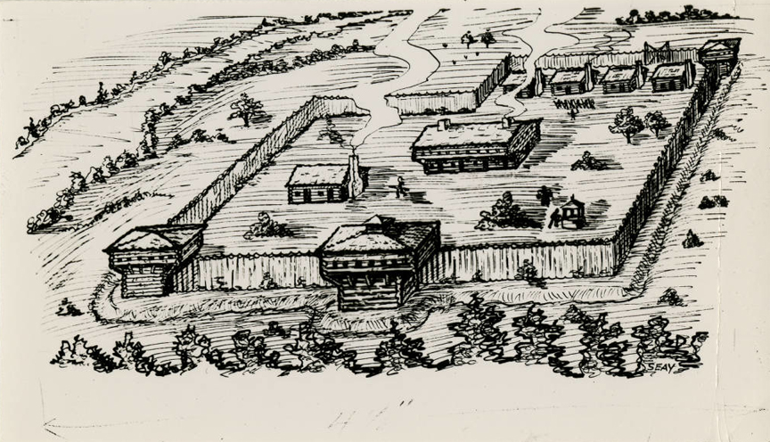 Illustration of Fort Steuben created for Ohio Guide