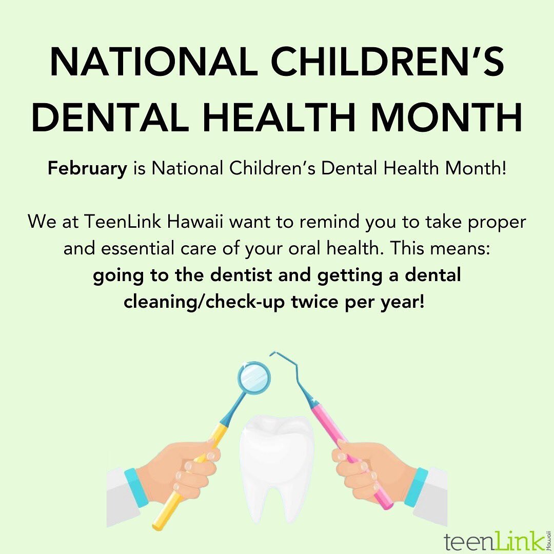 It&rsquo;s National Children&rsquo;s Dental Health Month! It&rsquo;s important to take care of your oral health &mdash; make sure to go to your dentist twice a year for your cleanings! Swipe for some stats about oral health in Hawaii too 🦷🪥

#teenl