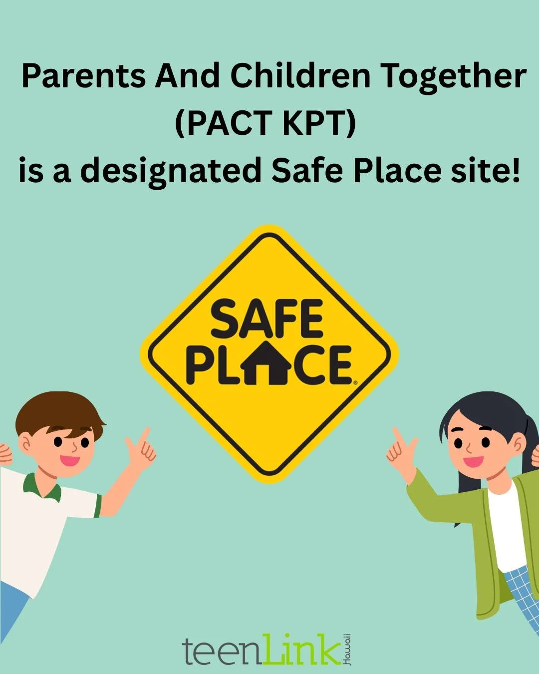 Looking for a Safe Place? 💛
Parents and Children Together (PACT) is a designated Safe Place site! Located at Kuhio Park Terrace &mdash; 1485 Linapuni St #105, Honolulu, HI. When you see the yellow Safe Place sign, you&rsquo;re in the right spot. ✨