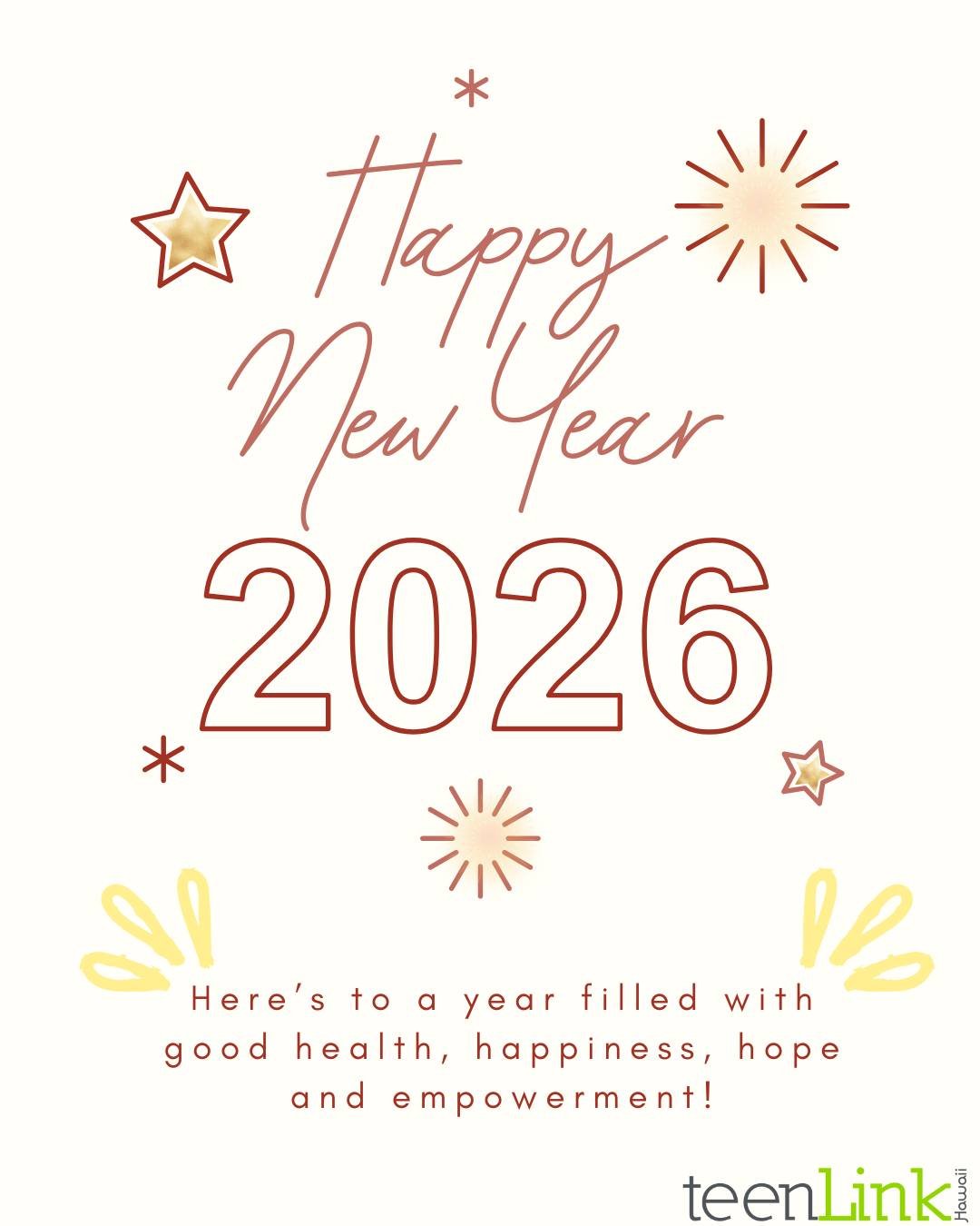 New year, new opportunities, and the same support you can count on. TeenLink Hawaii is here to empower, uplift, and support teens across Hawaii in 2026! 💚
