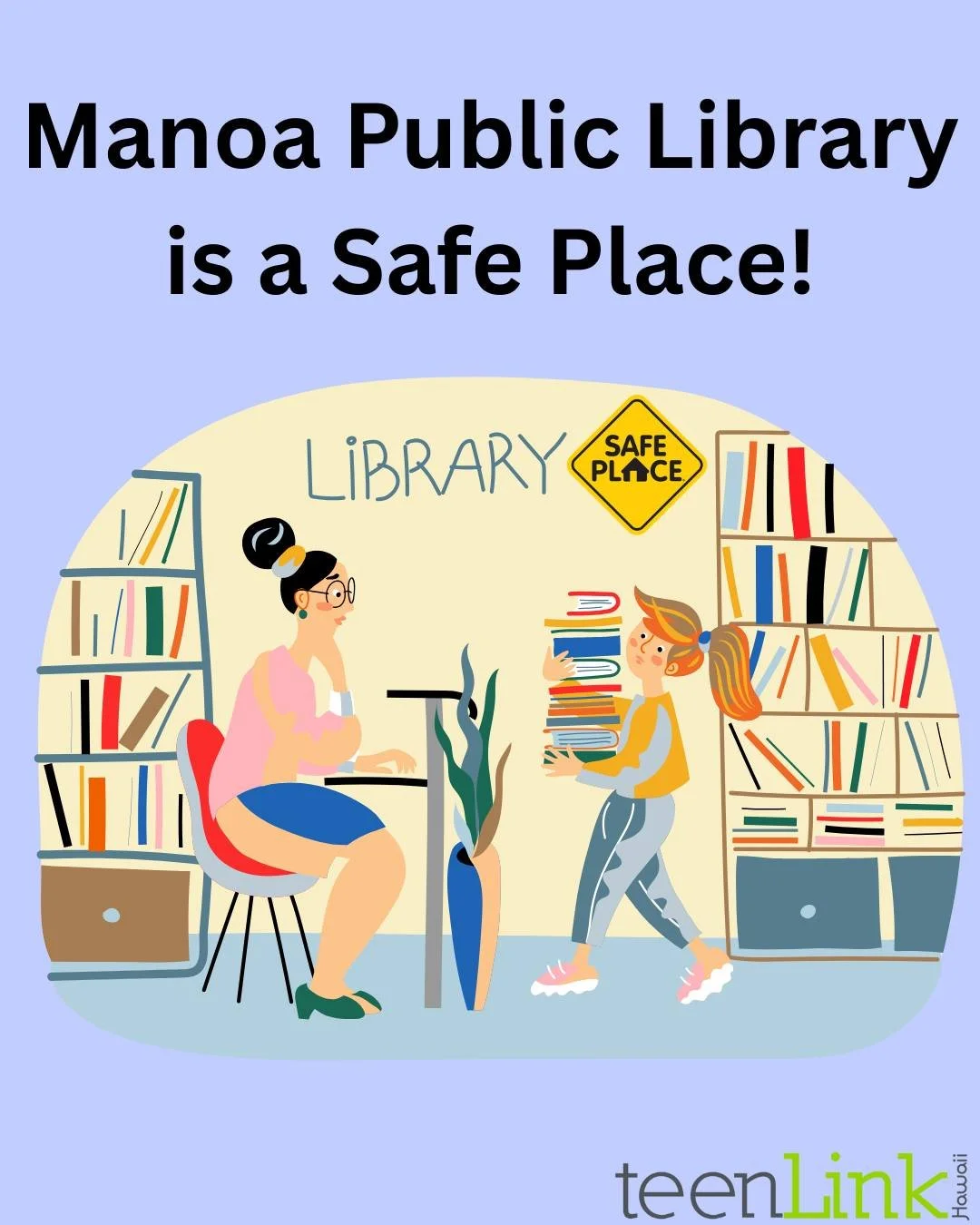 Feel like you're in an unsafe situation or in a crisis? Manoa Public Library is a place you can go to for help. Look for the yellow diamond Safe Place sign and you know you're in the right place. 💛
