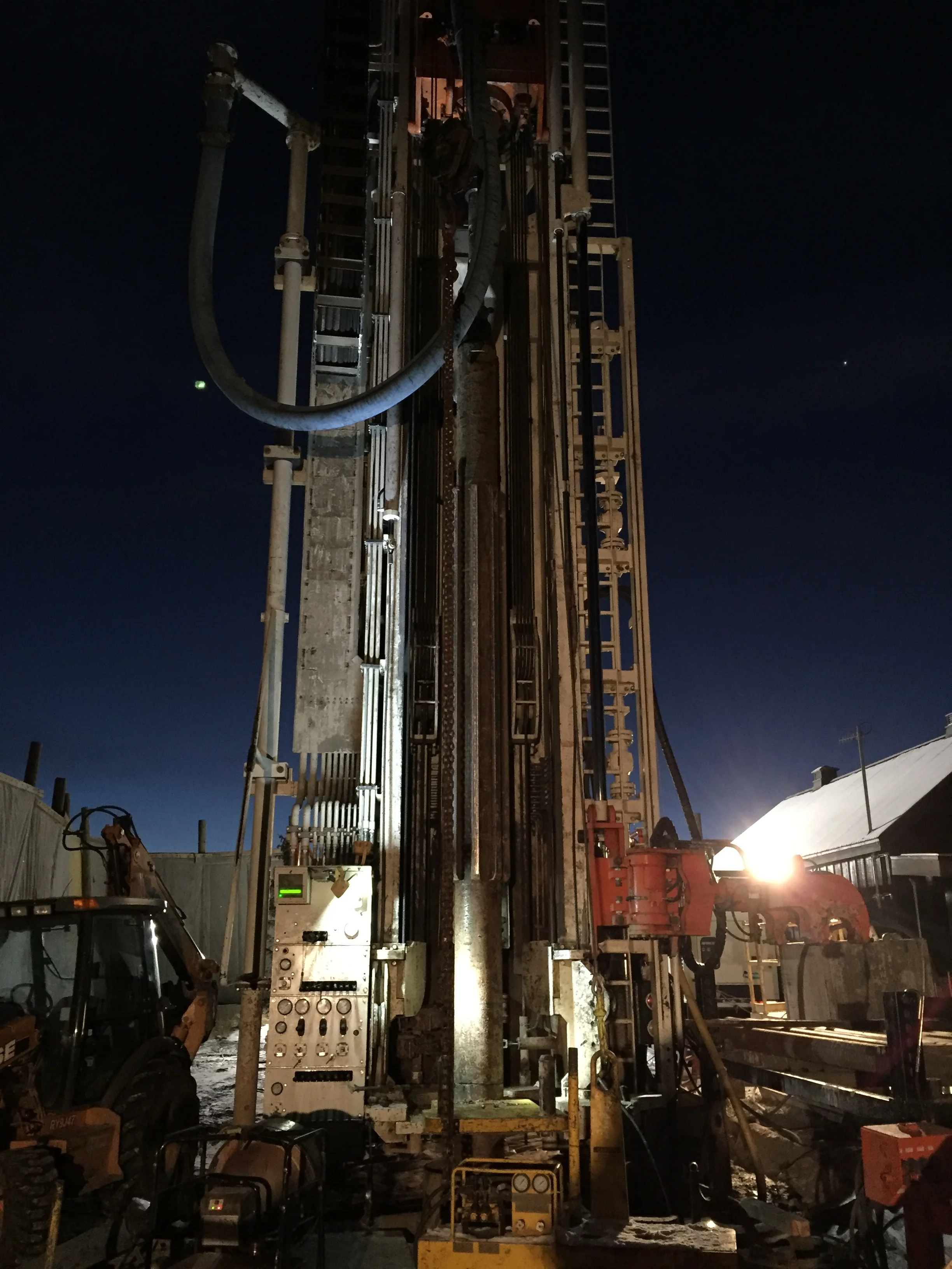 Drilling was performed Day and Night for about a Month. Sound walls protected the residential neighbors from sound and light at night.