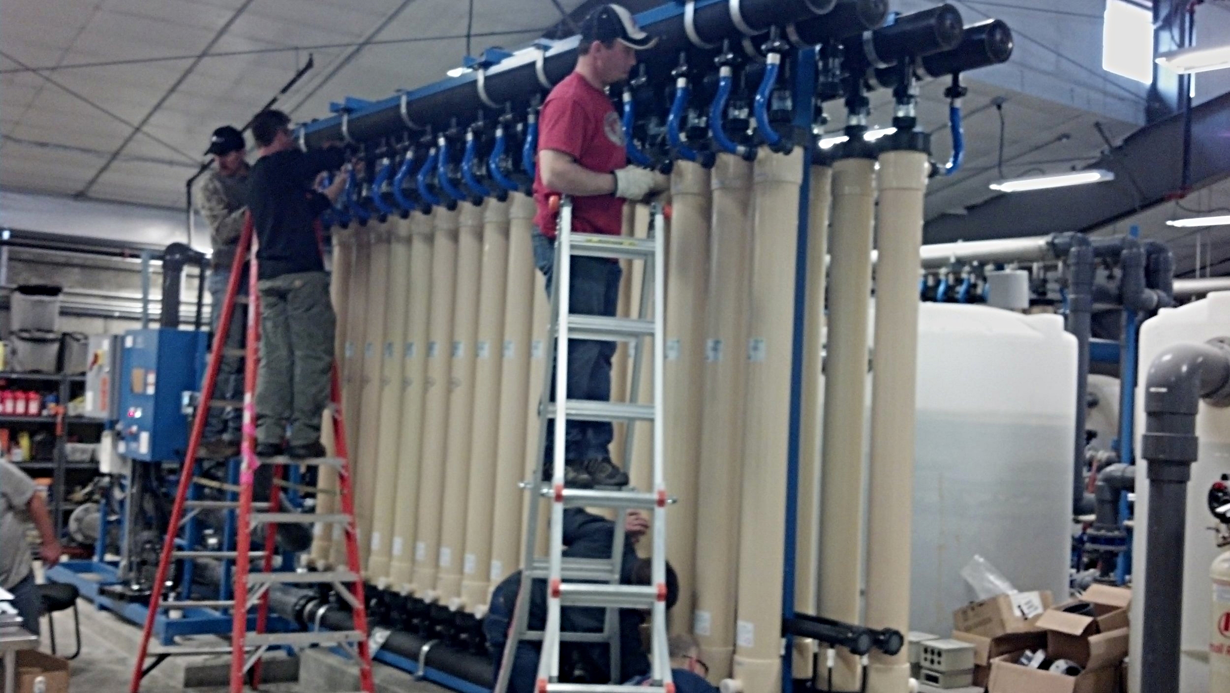 Installation of the micro-filtration membrane units on the new skid.