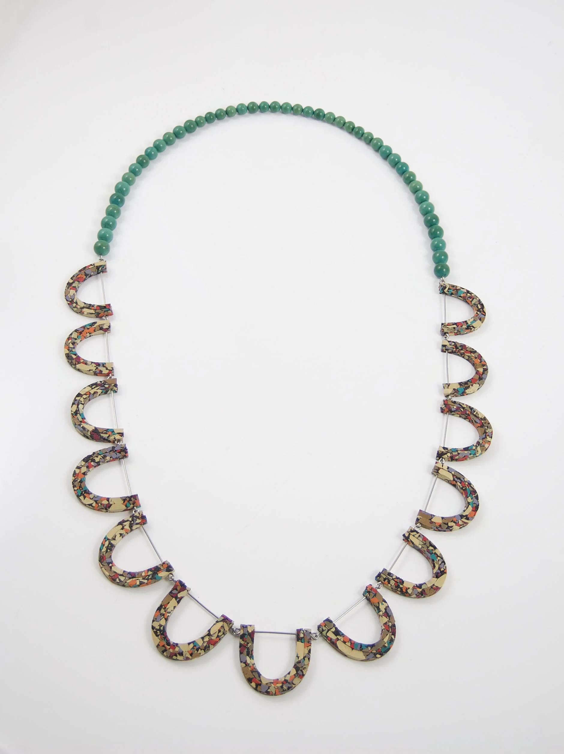 Brown Speckle with Teal Bead Necklace.jpg