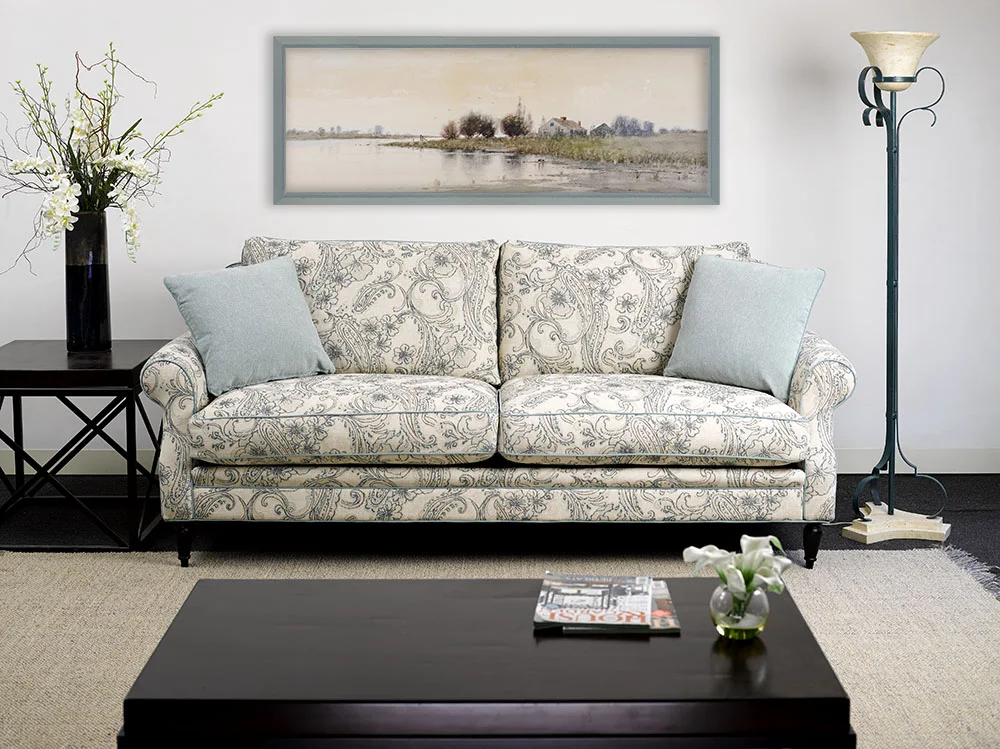 Sofa: Sausalito Breeze. Scatters: London Haze.