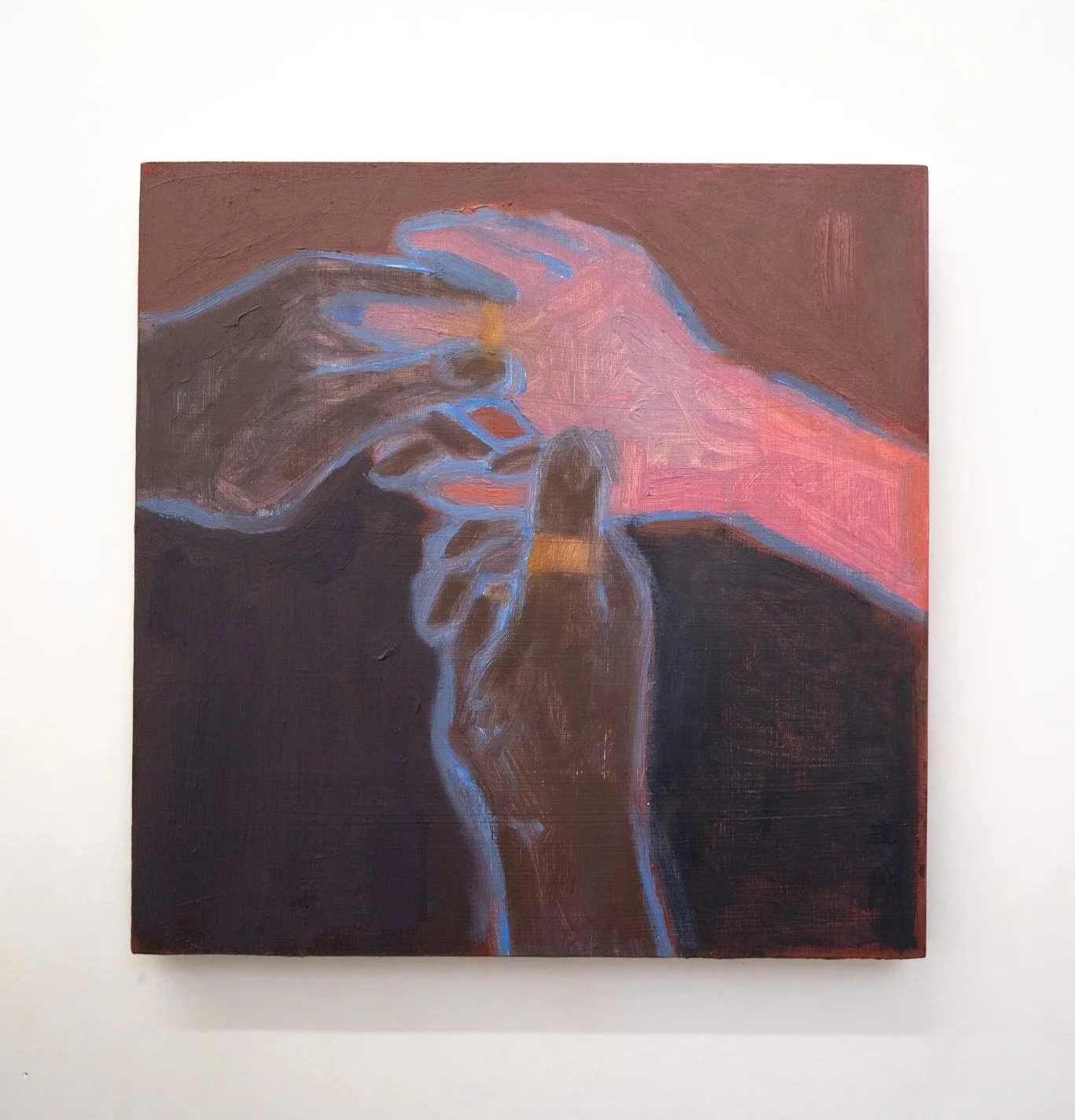   Tell me what else you know about music [you wanted to put every last one of my rings on]  Oil on Panel. 12 × 12 Inches. 2025. 