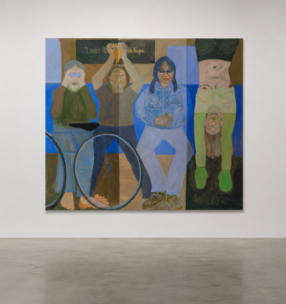   I was filled with hope… [our daily commute]   Oil on Canvas. 78 x 67 Inches. 2024. 