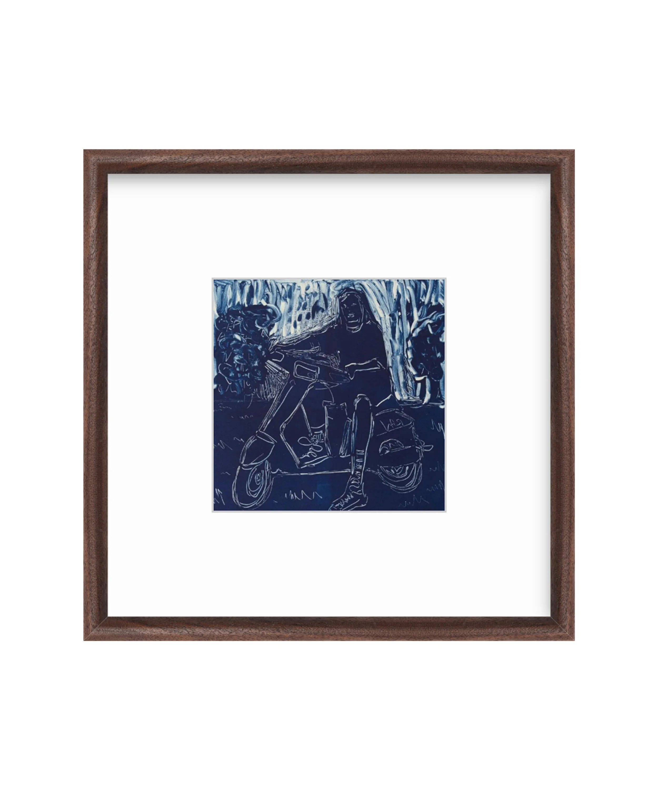 Blue Home III - Monotype Original Print