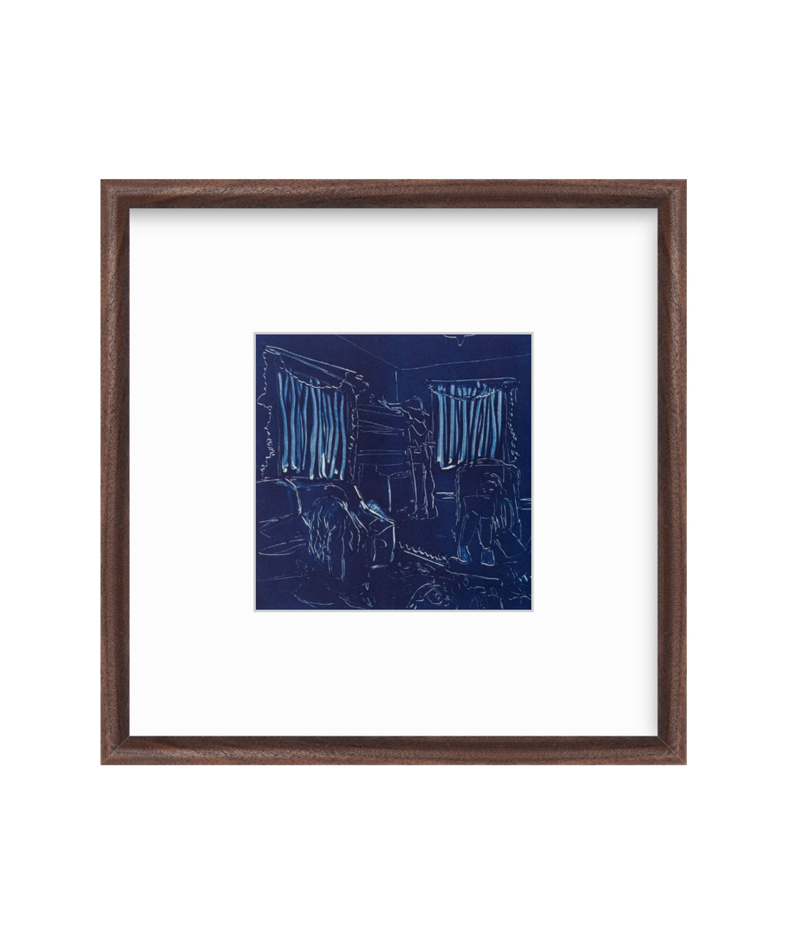 Blue Home I - Monotype Original Print