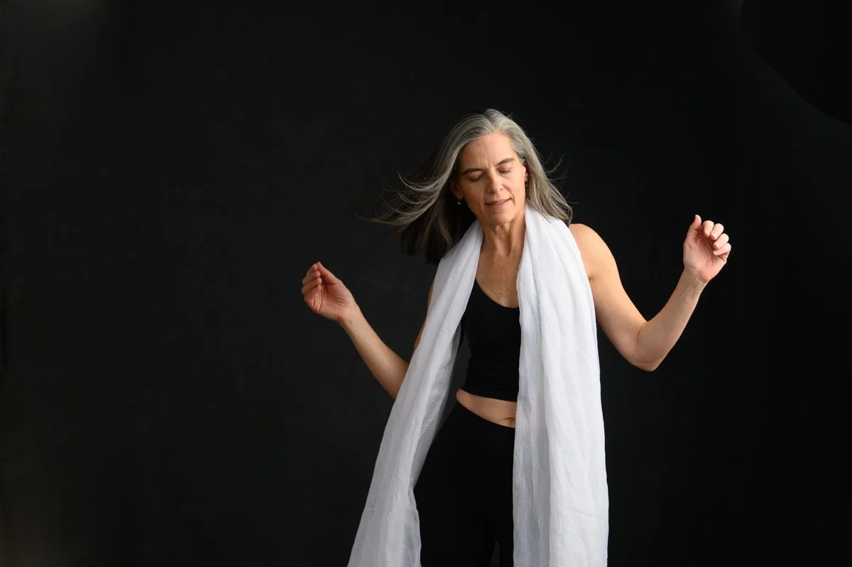 Artistic Goddess Session portrait featuring flowing fabrics and expressive movement