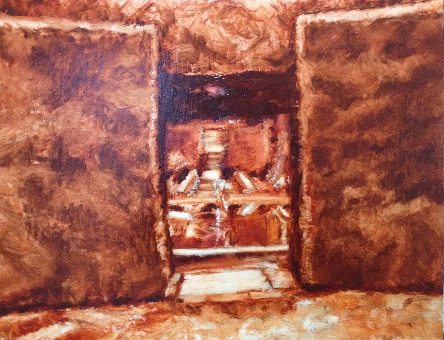 Underpainting: Hidcote room into fountain