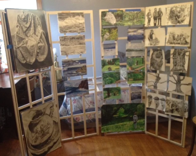 Drawings (Charcoal and Pastel), Oil sketches and Watercolors