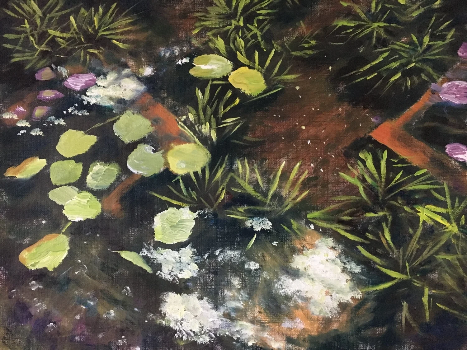 Oil Sketch of Garden Pond Completed 25 Nov