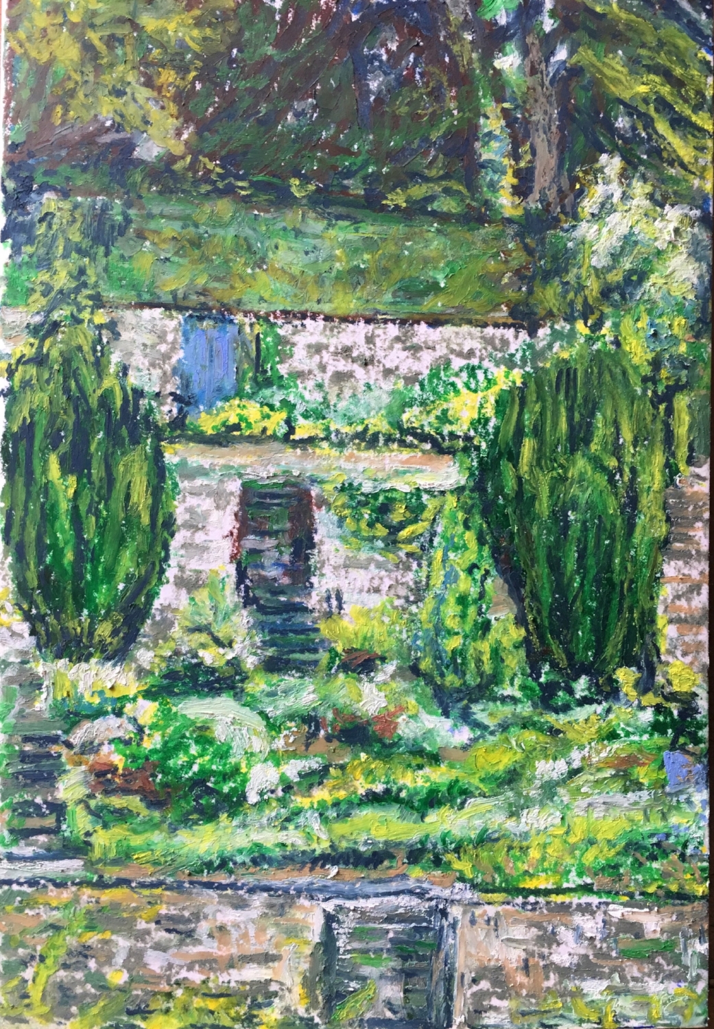 Garden in Edinburgh (Oil Pastel 9x6 in - May 30 2018) 
